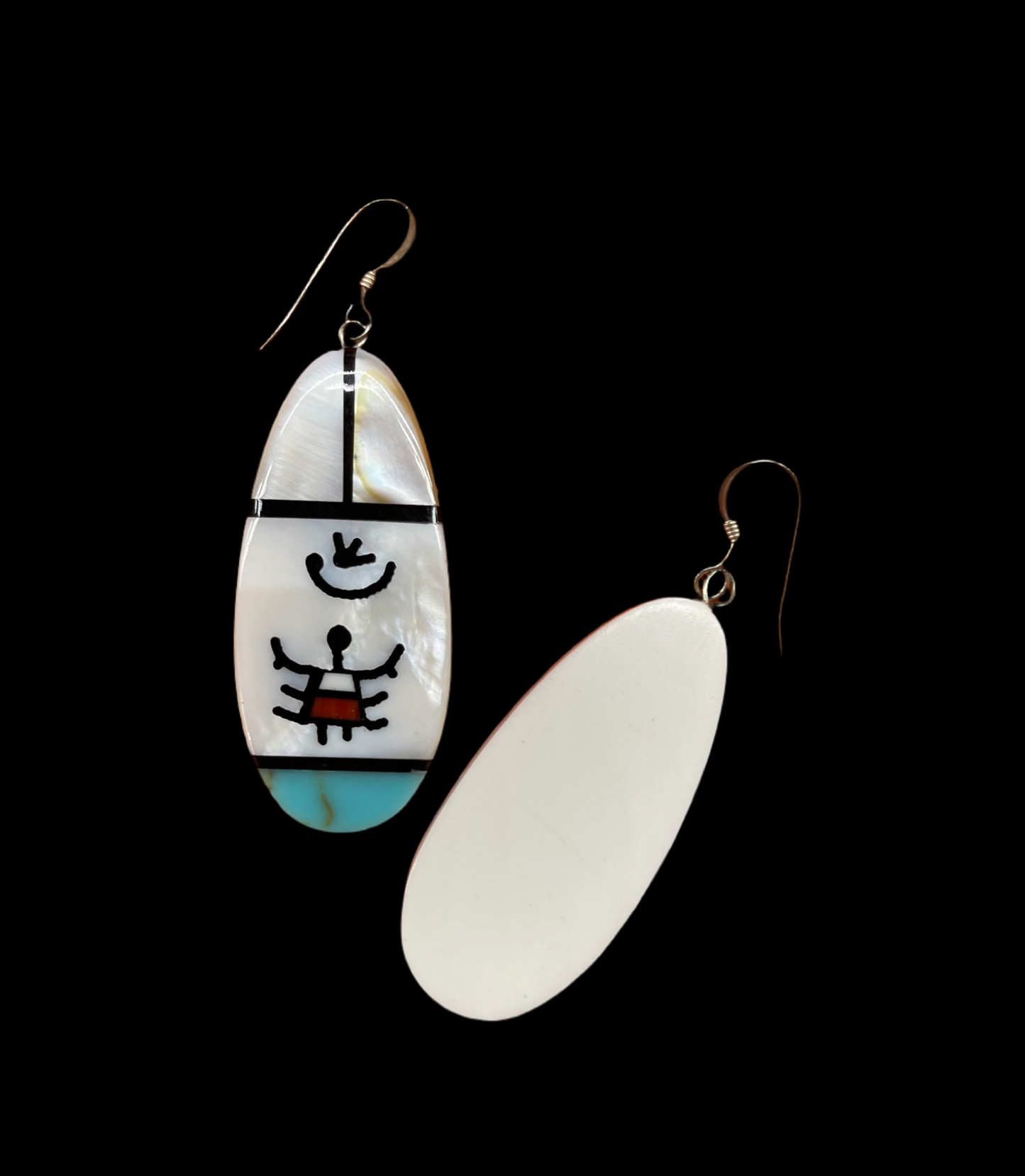 Mother of Pearl and Turquoise Slab Dangles, Santo Domingo Made