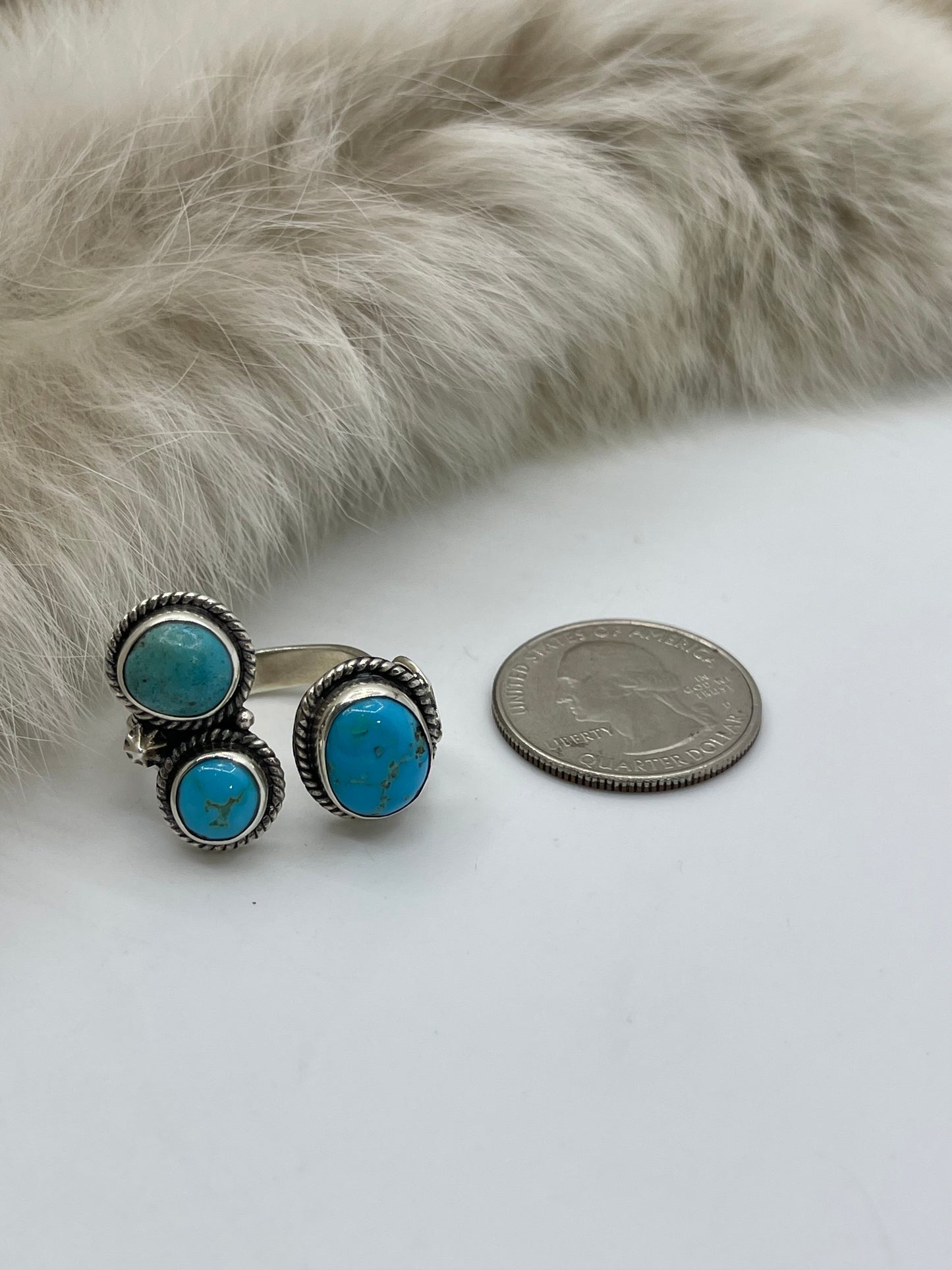 7.0 3 Stone Sleeping Beauty Turquoise Ring