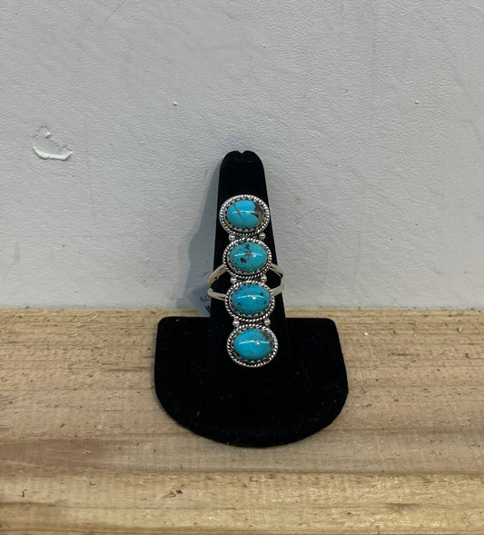 8.0 4-Stone Kingman Turquoise Ring