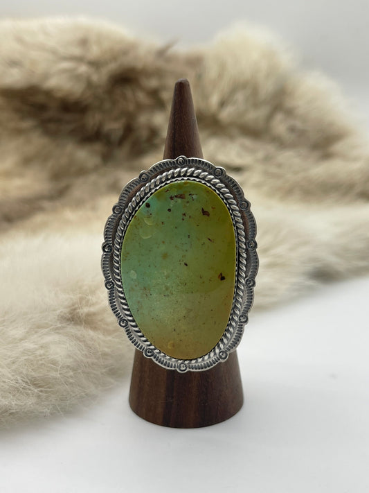 Adjustable Size 10.0 Royston Turquoise Ring by Jeff Largo, Navajo