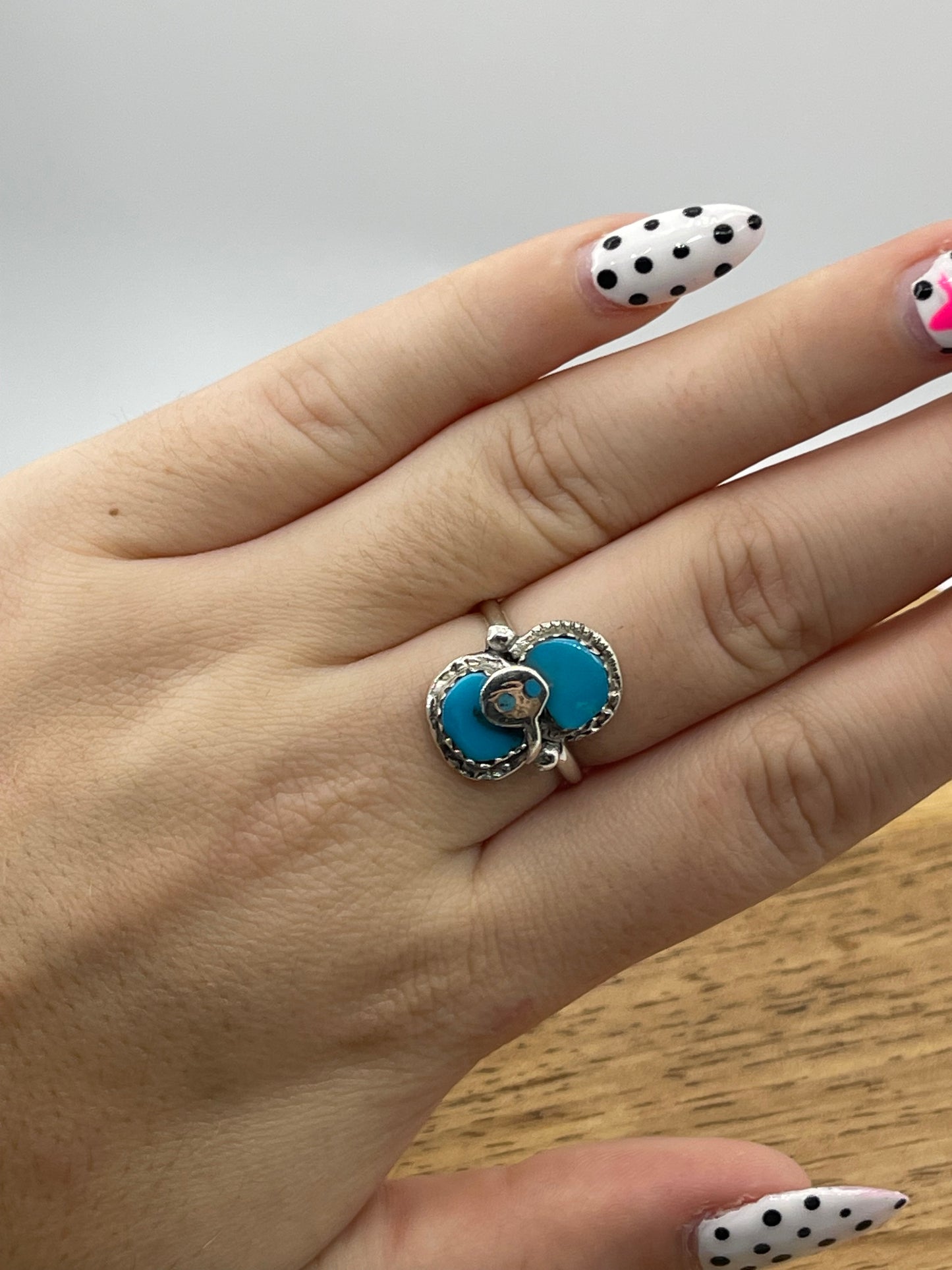 Turquoise Snake Ring by Effie Calavaza