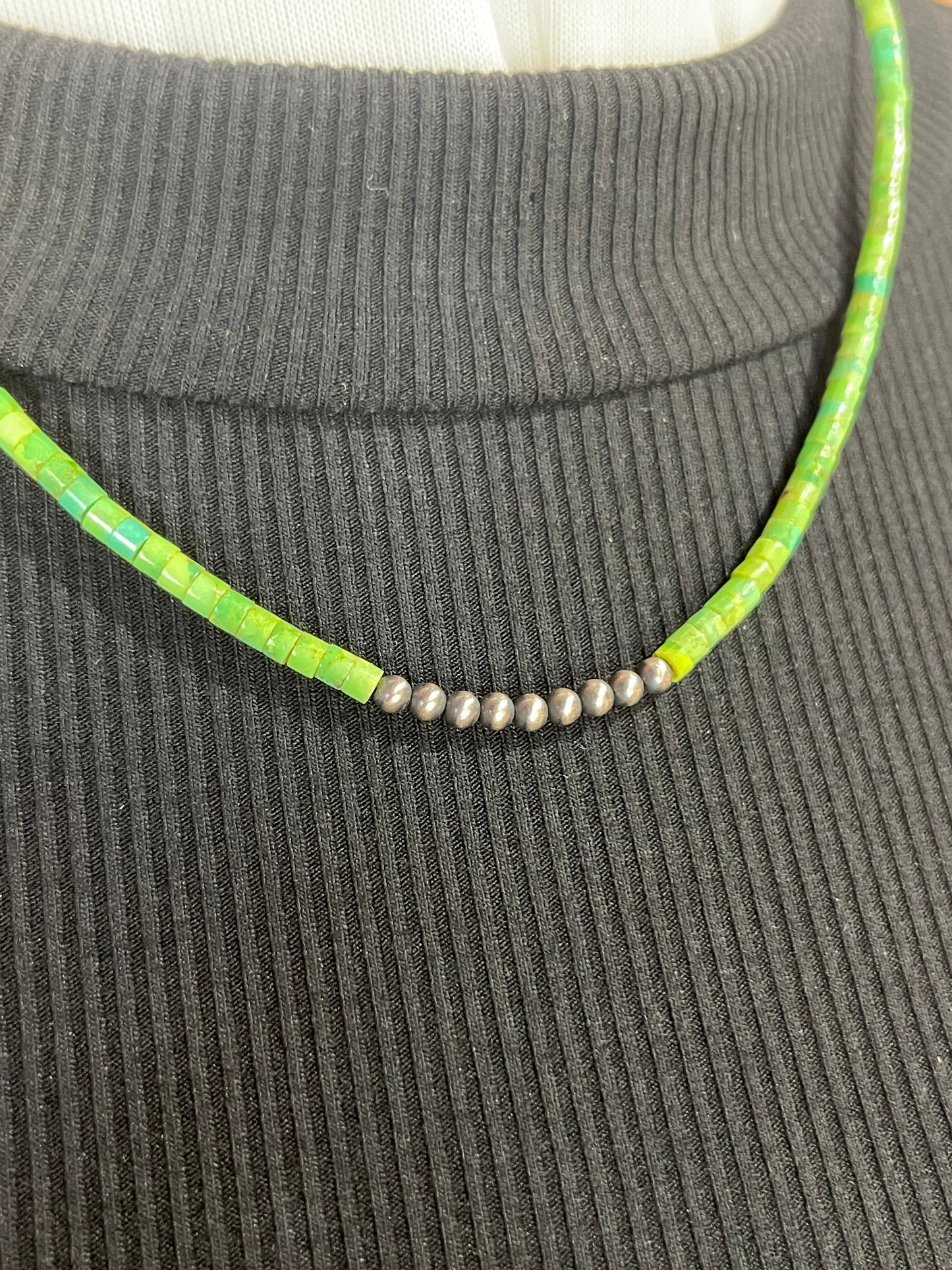 18” Green Turquoise Heishi Bead Necklace