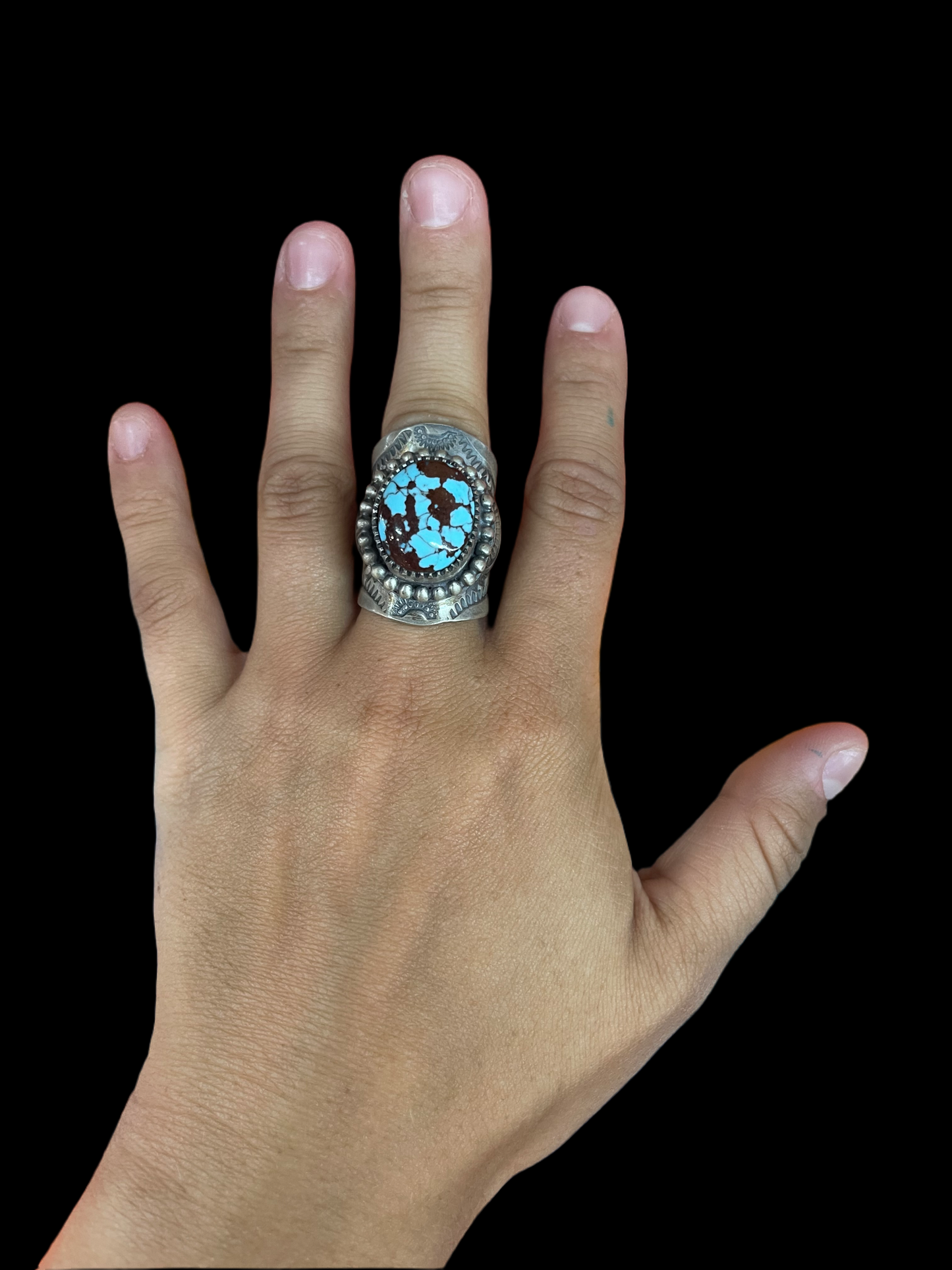 7.5 Egyptian Turquoise Ring by Boyd Ashley, Navajo