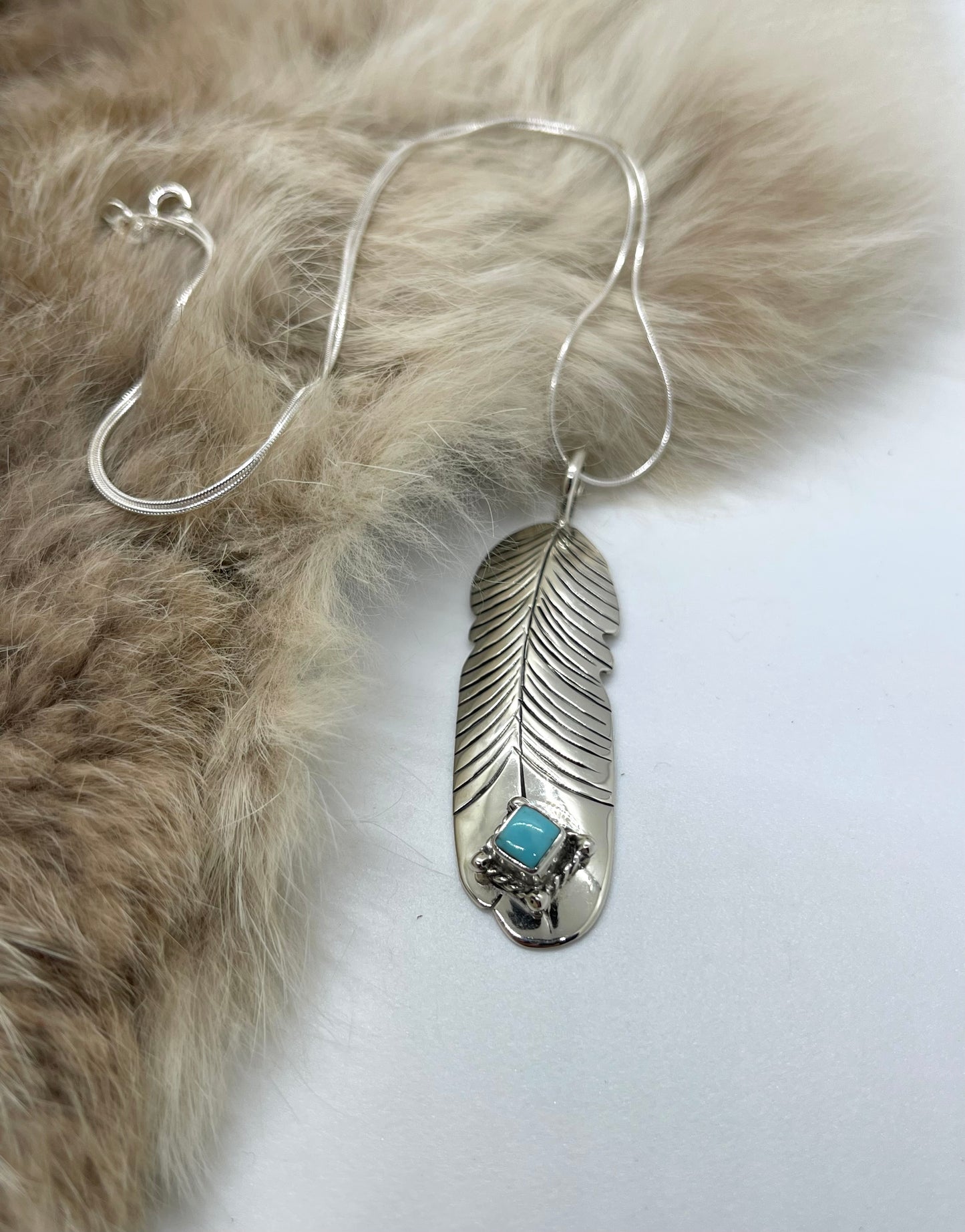 16" Feather Necklace by Raymond Yazzie, Navajo