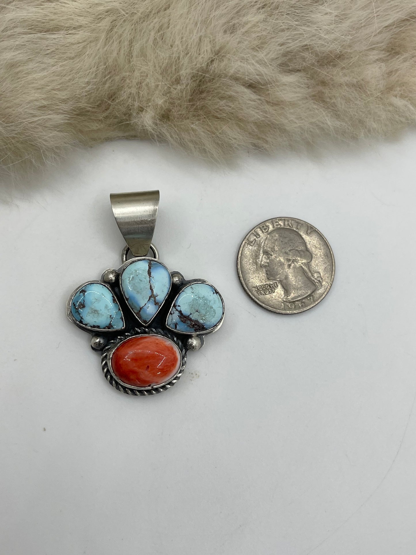 10.6mm Bail Golden Hills Turquoise & Spiny Oyster by Boyd J. Ashley, Navajo