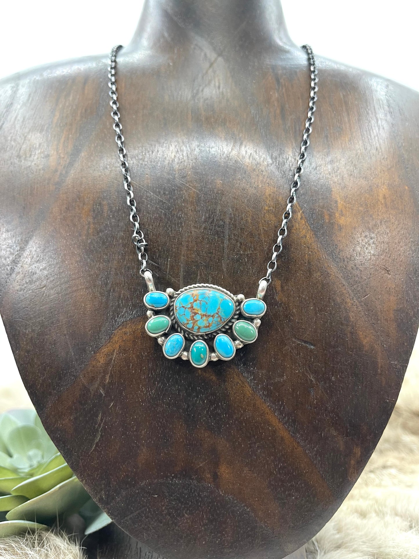 LOT 4 C 1/4 16" Half Cluster Turquoise Necklace