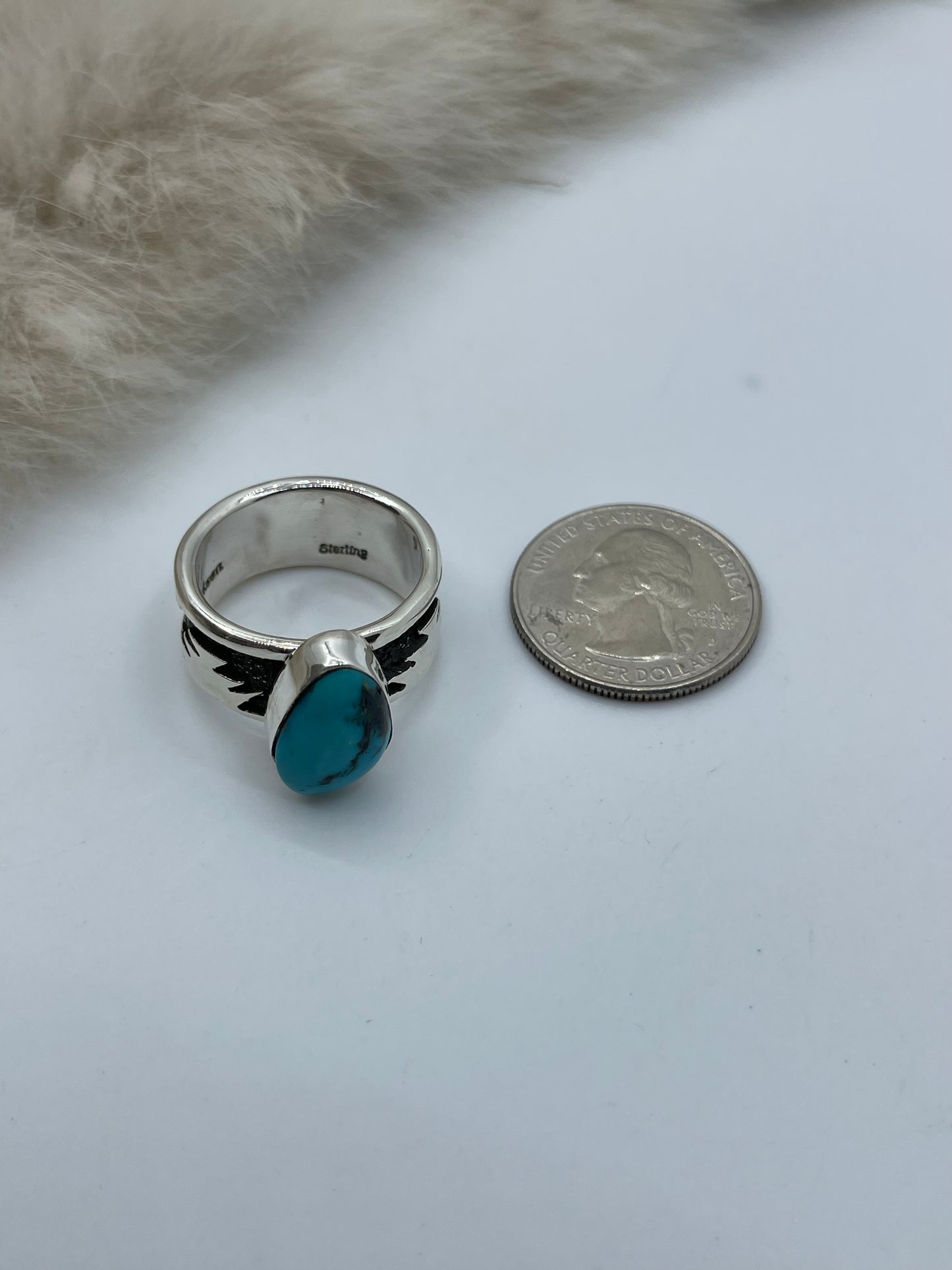 9.5 Kingman Turquoise Ring by Marie Jackson, Navajo