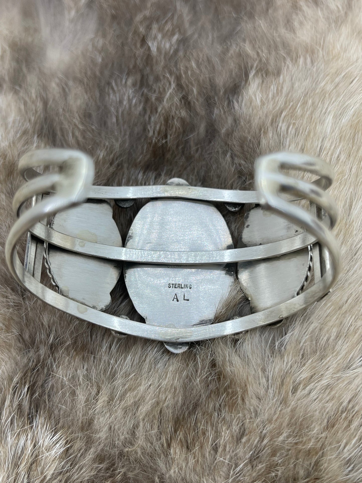5.75"-7" 3 Stone Pink Conch Shell Cuff by Augustine Largo, Navajo