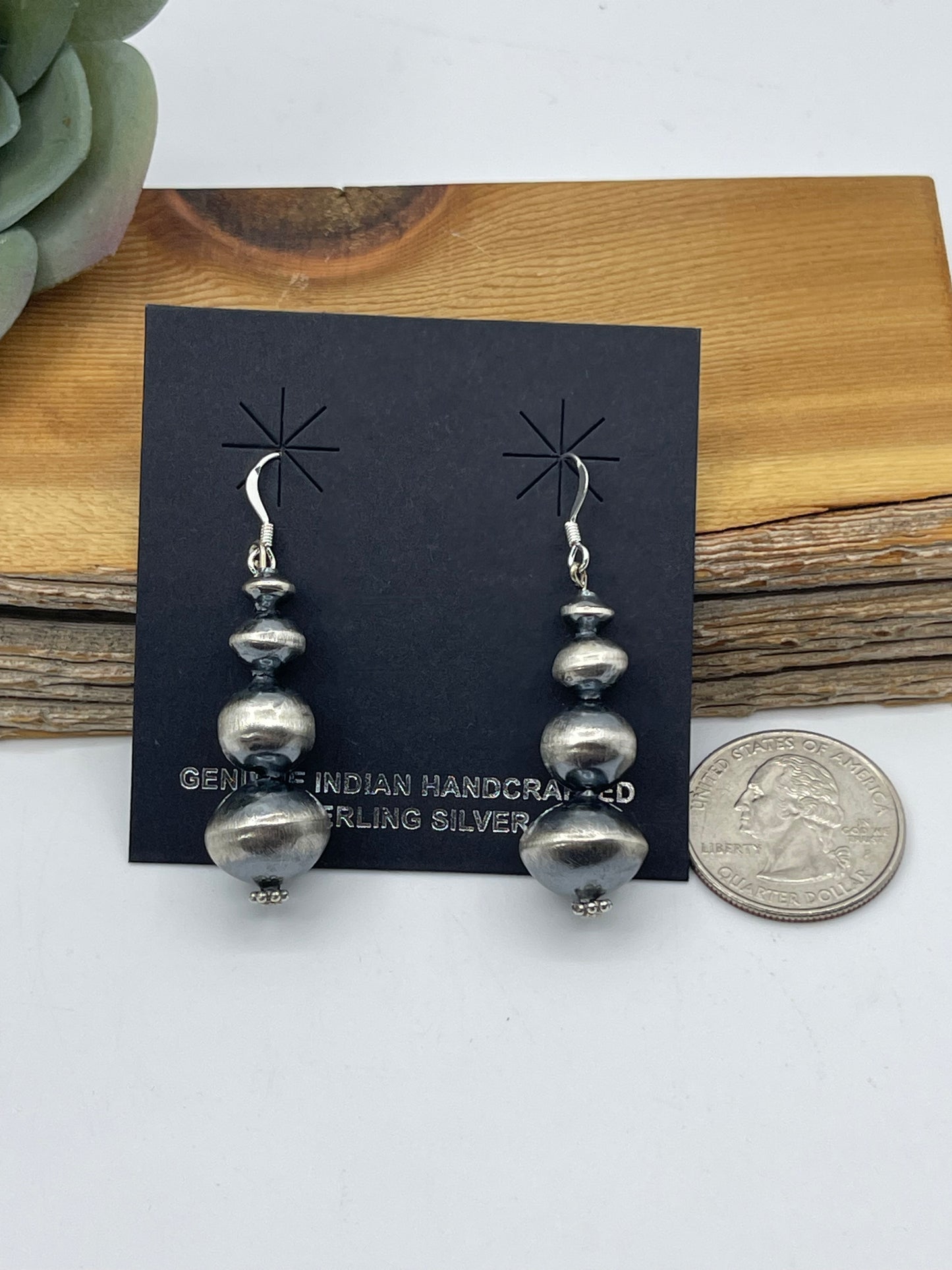6mm-13mm Handmade Navajo Pearl Dangle Earrings by Treva Jim, Navajo