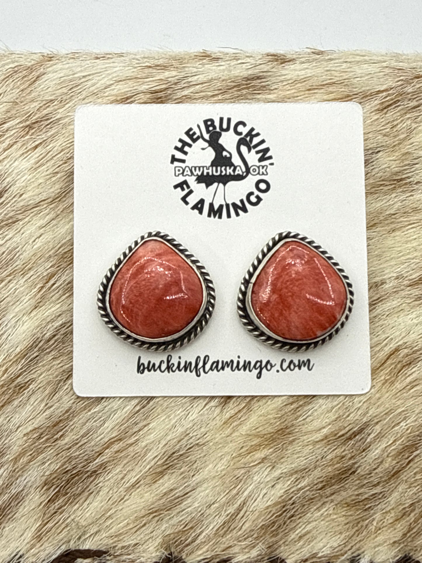 Spiny Oyster Earrings by Chassity Belone, Navajo