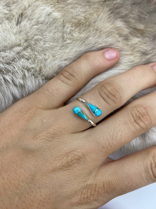 8.0- Semi-Adj. Inlay Turquoise by Velda Nastacio, Zuni