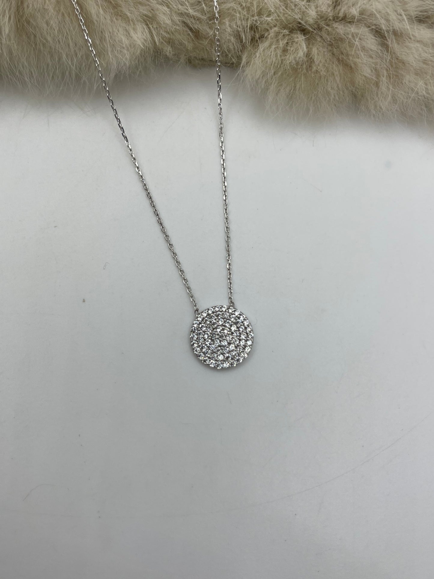 16”+2” Extender Cubic Zirconia & Sterling Necklace
