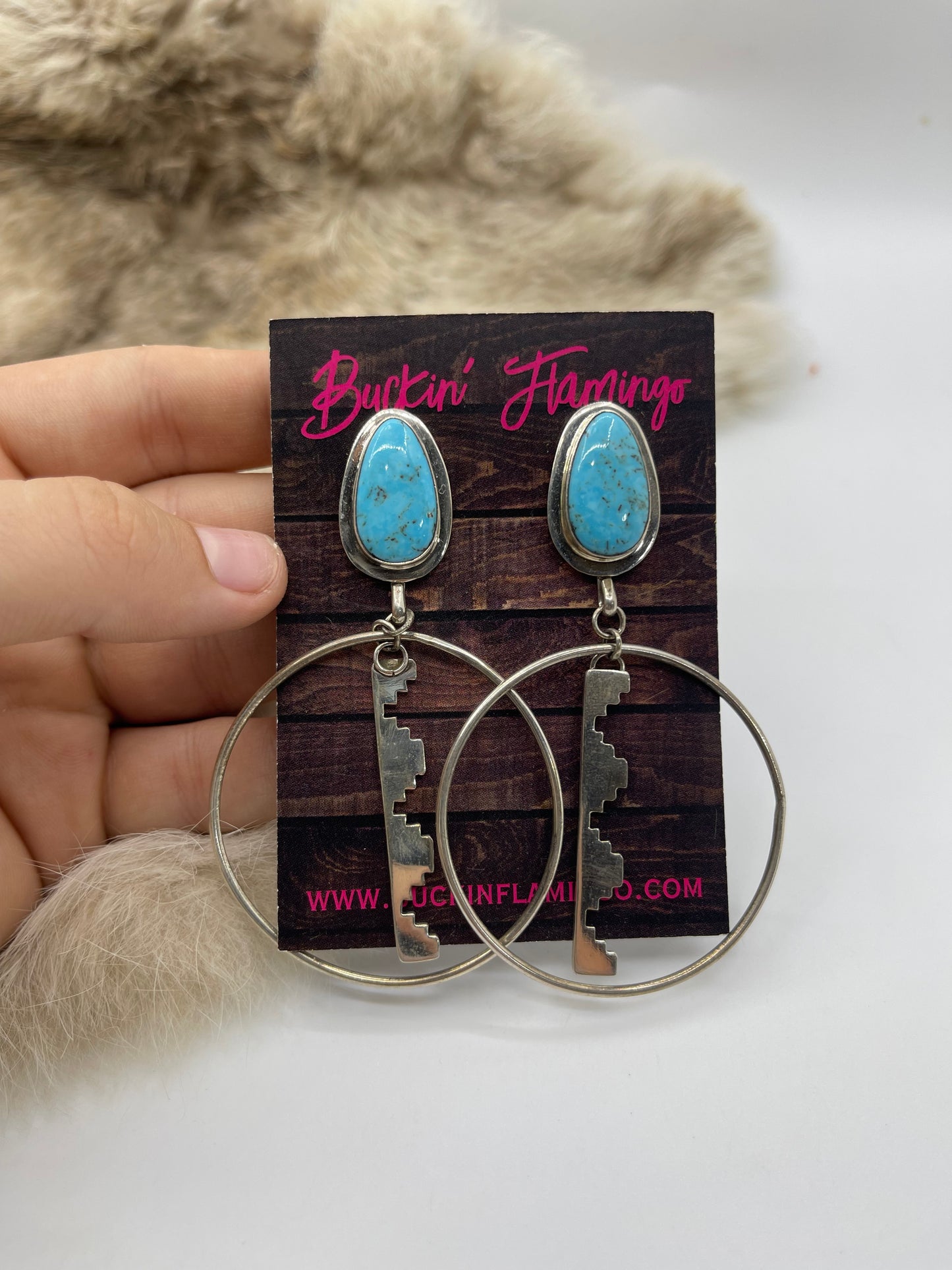 Kingman Blue Turquoise Post Earrings by Christina Jackson, Navajo