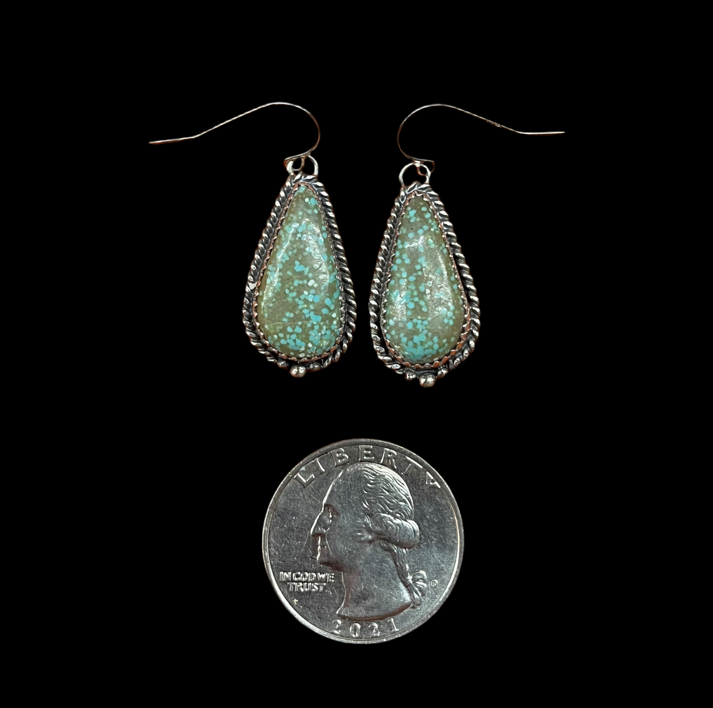 Tyrone Turquoise Dangle Earrings by Virginia Becent, Navajo