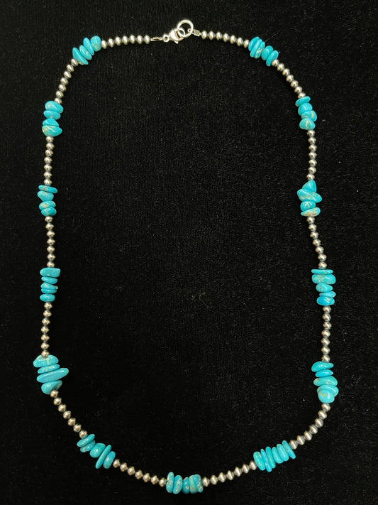 18" Sleeping Beauty Turquoise with 3mm Navajo Pearls