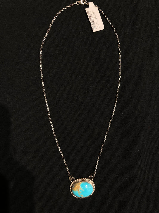 16" Kingman Turquoise Oval Necklace