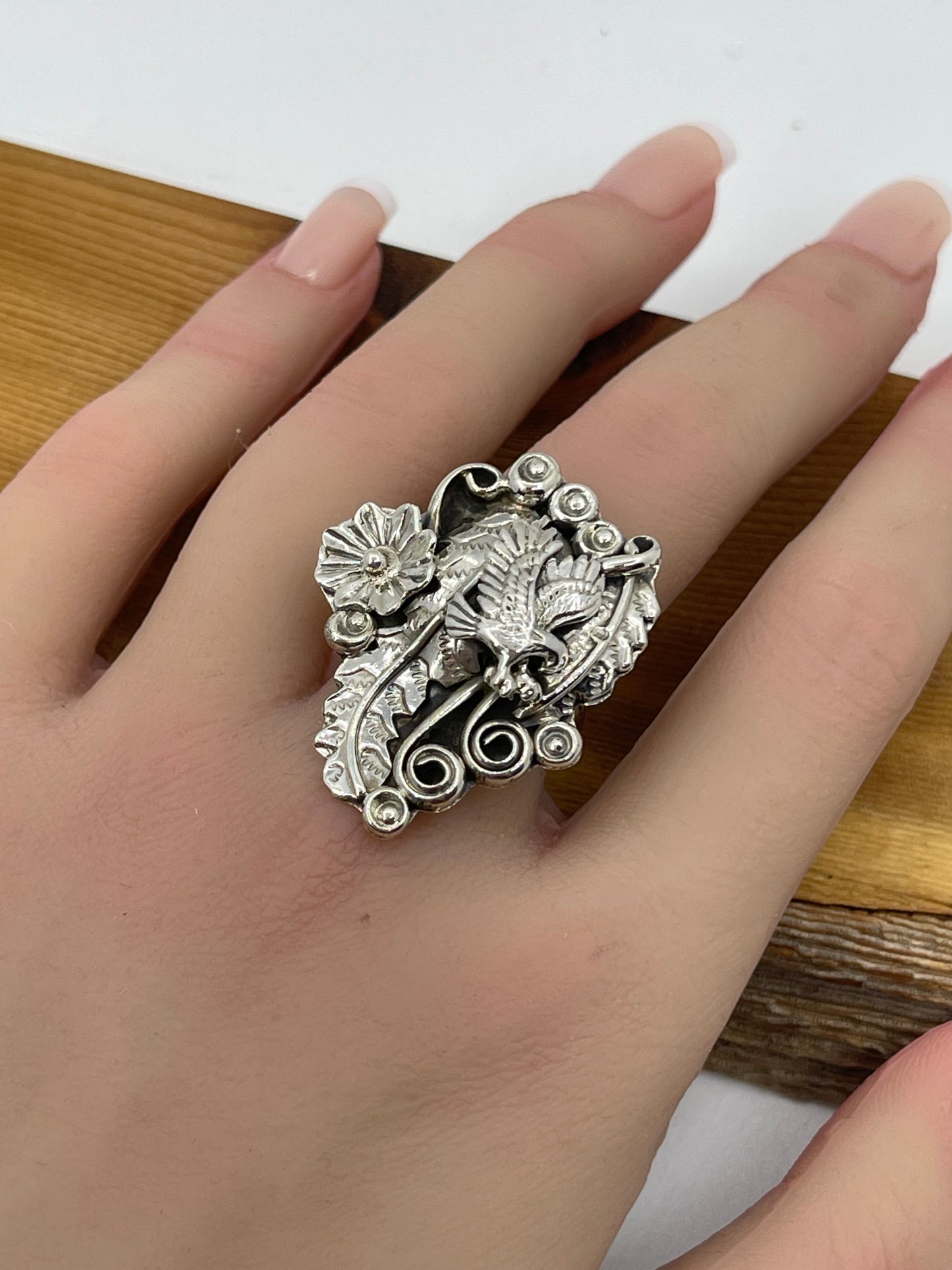 6.5 Floral Ring by Harry B. Yazzie Navajo