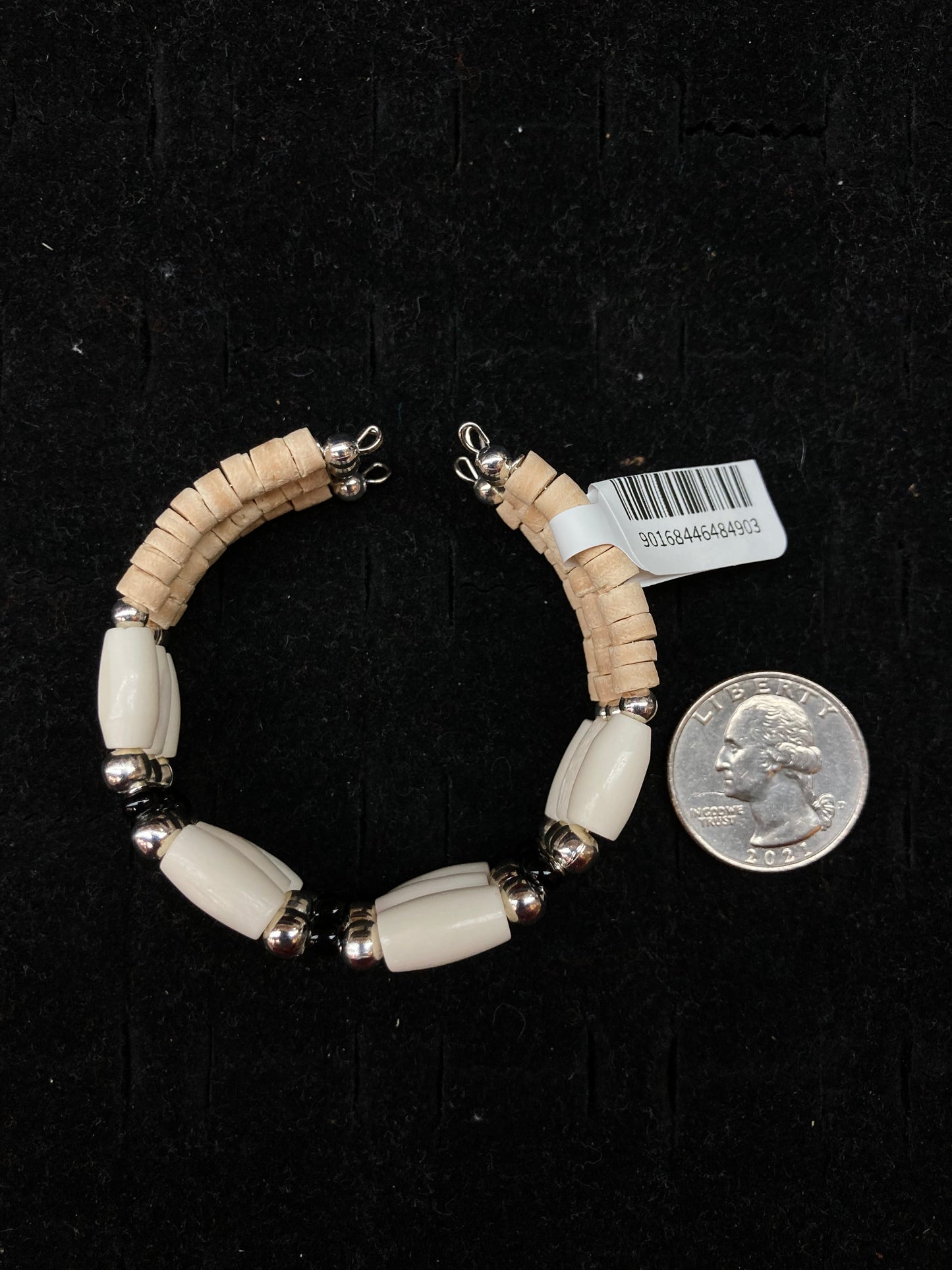 Black and White Beaded Wire Bracelet