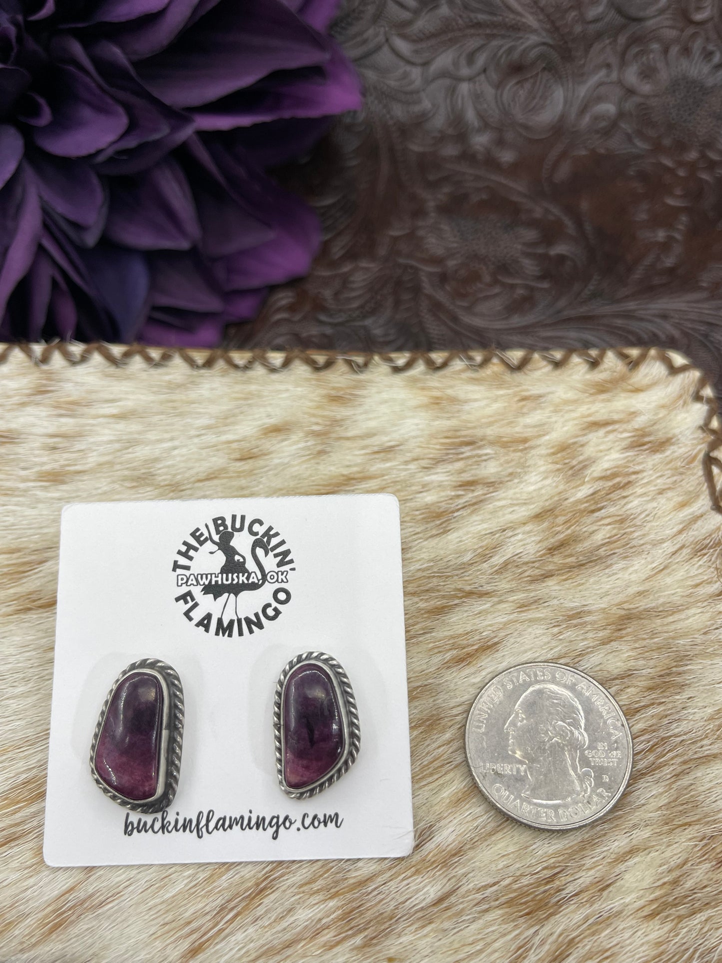 Purple Spiny Oyster Shell Earrings
