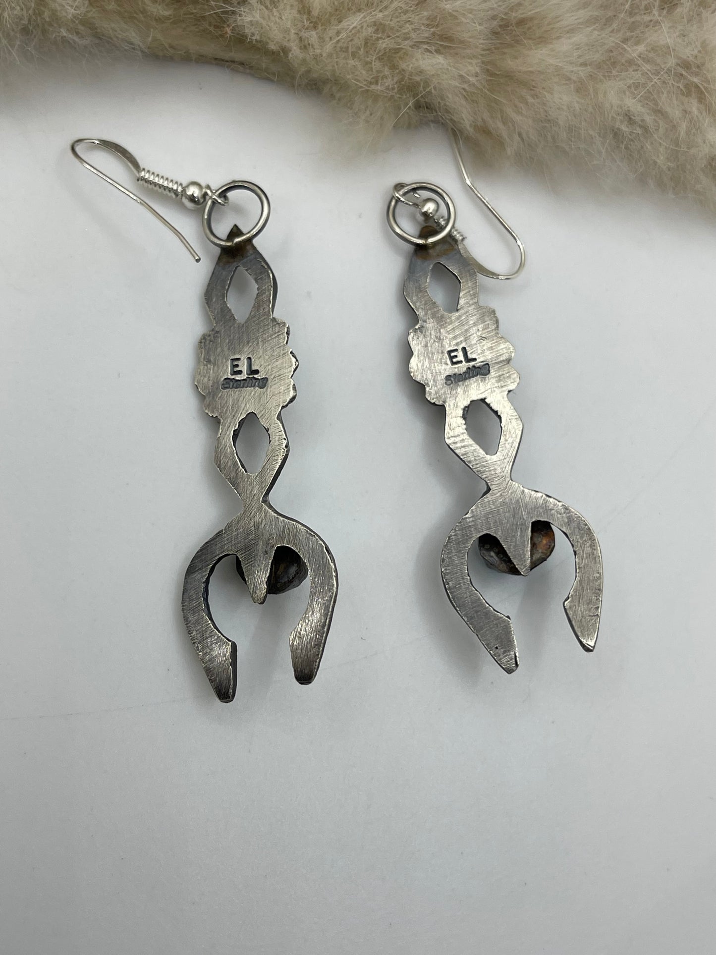 Sand Cast with Sleeping Beauty Turquoise Earrings by Eva & Linberg Billah, Navajo