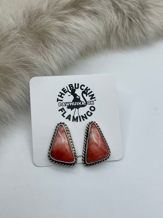 Spiny Oyster Earrings by Chassity Belone, Navajo