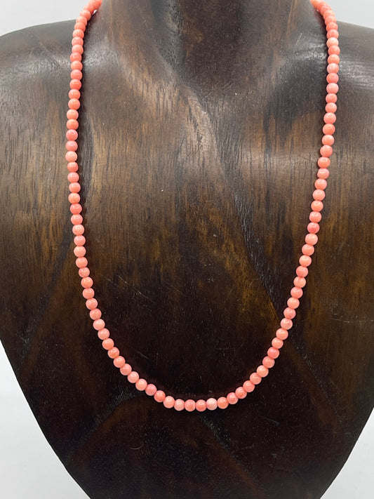 18" 4mm Pink Coral Beaded Necklace