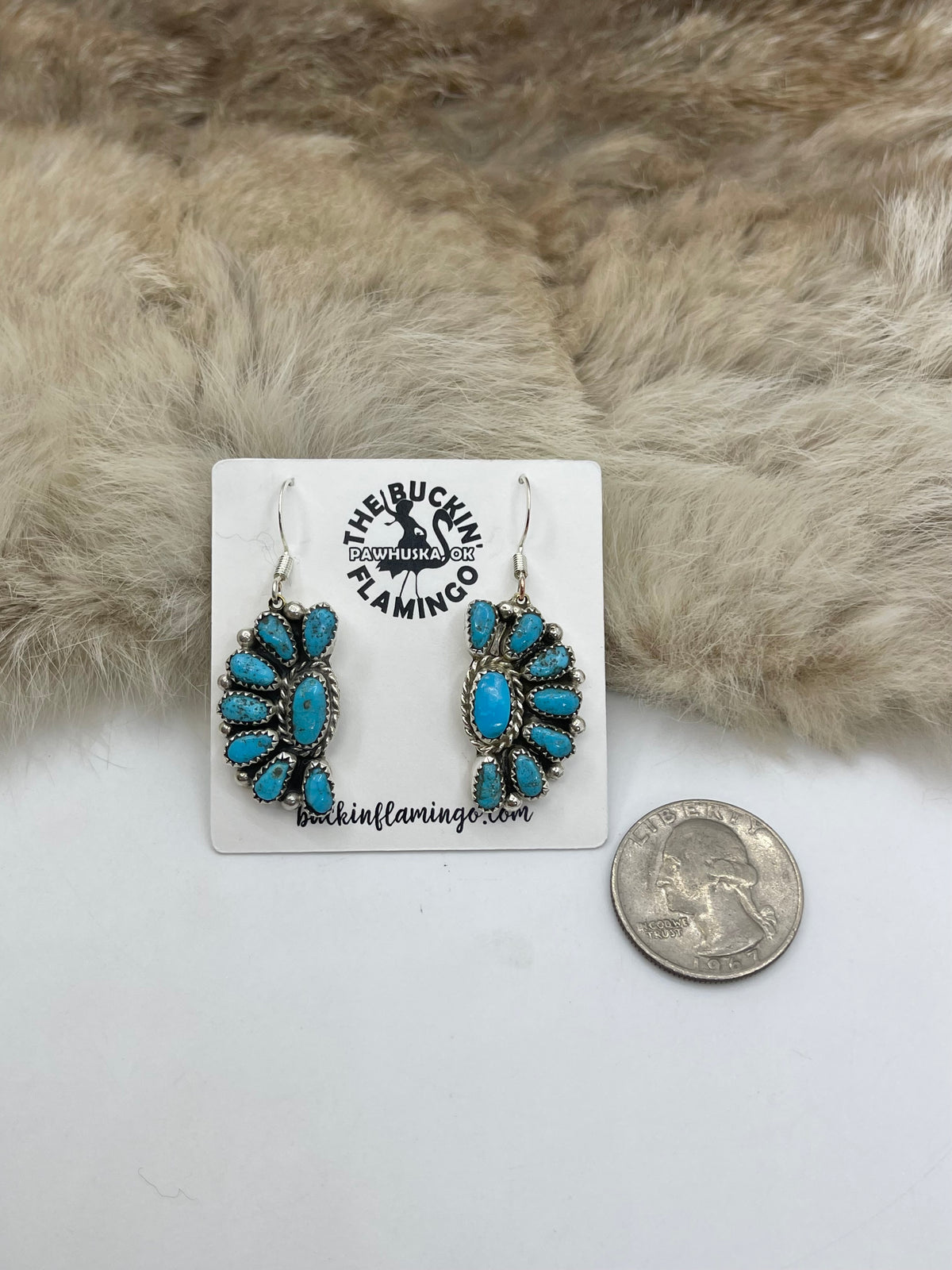 Half Cluster Turquoise Earring by Justina Wilson, Navajo