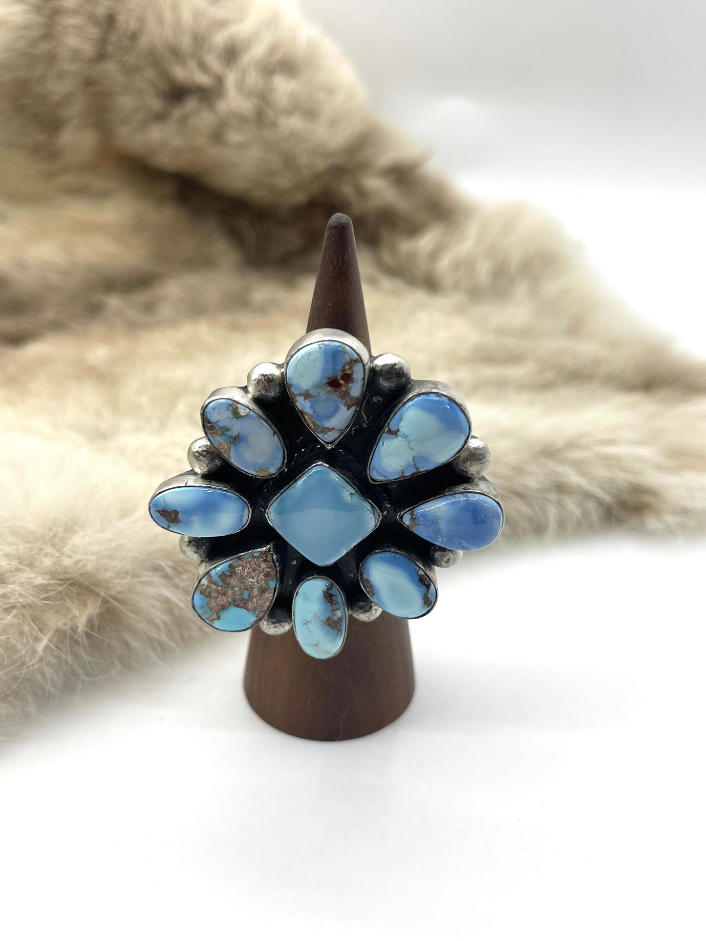 Adjustable (6.0-11.0) Golden Hills Cluster Ring by Thompson Piaso, Navajo