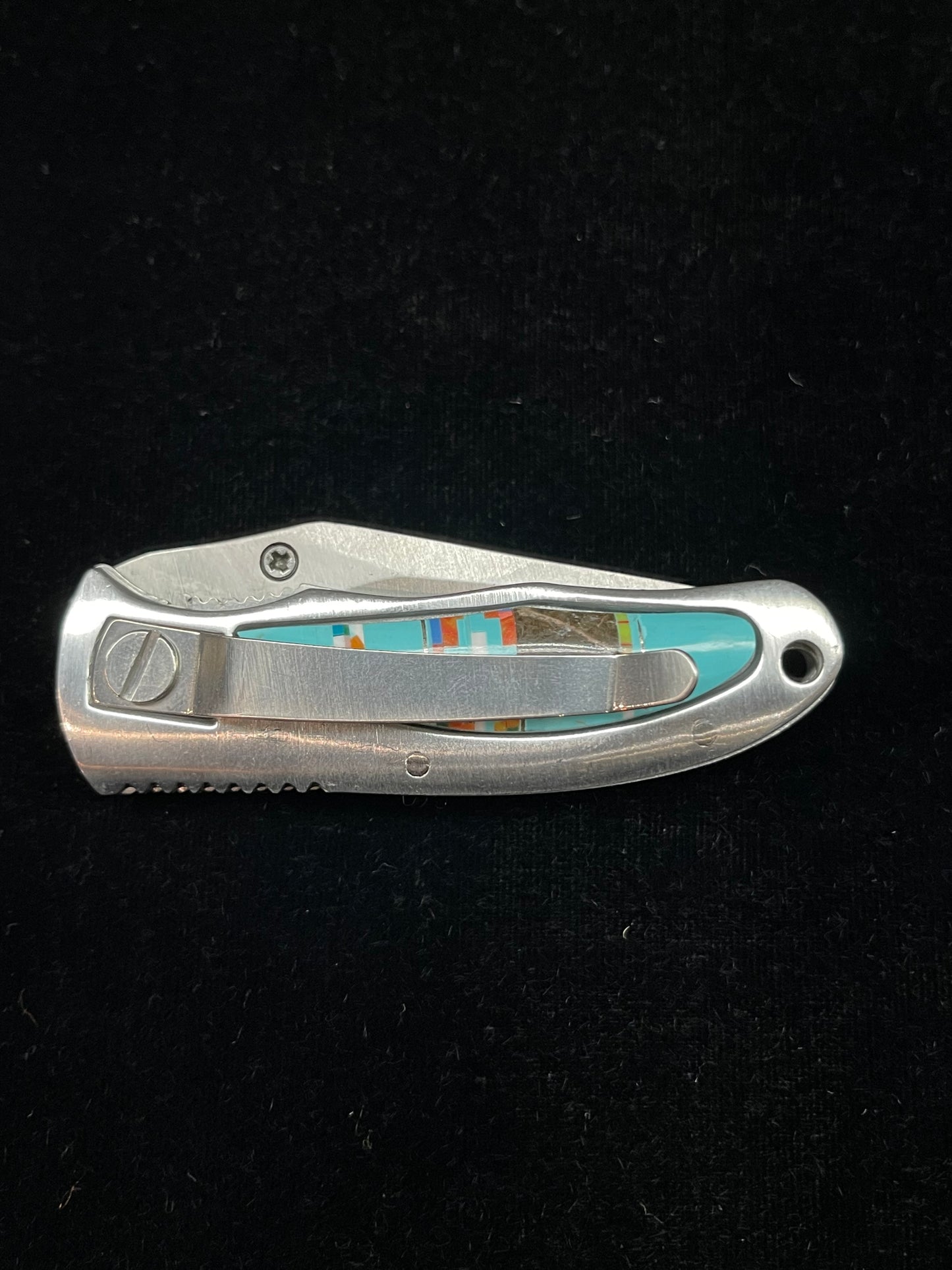 Inlaid Pocket Knife with Belt Clip