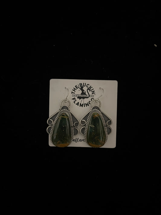 Royston Turquoise Dangle Earrings by Terrell Nez, Navajo