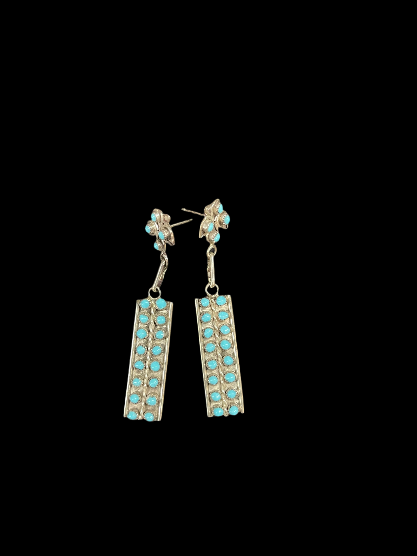 Multiple Turquoise Stone Post Dangle Earrings