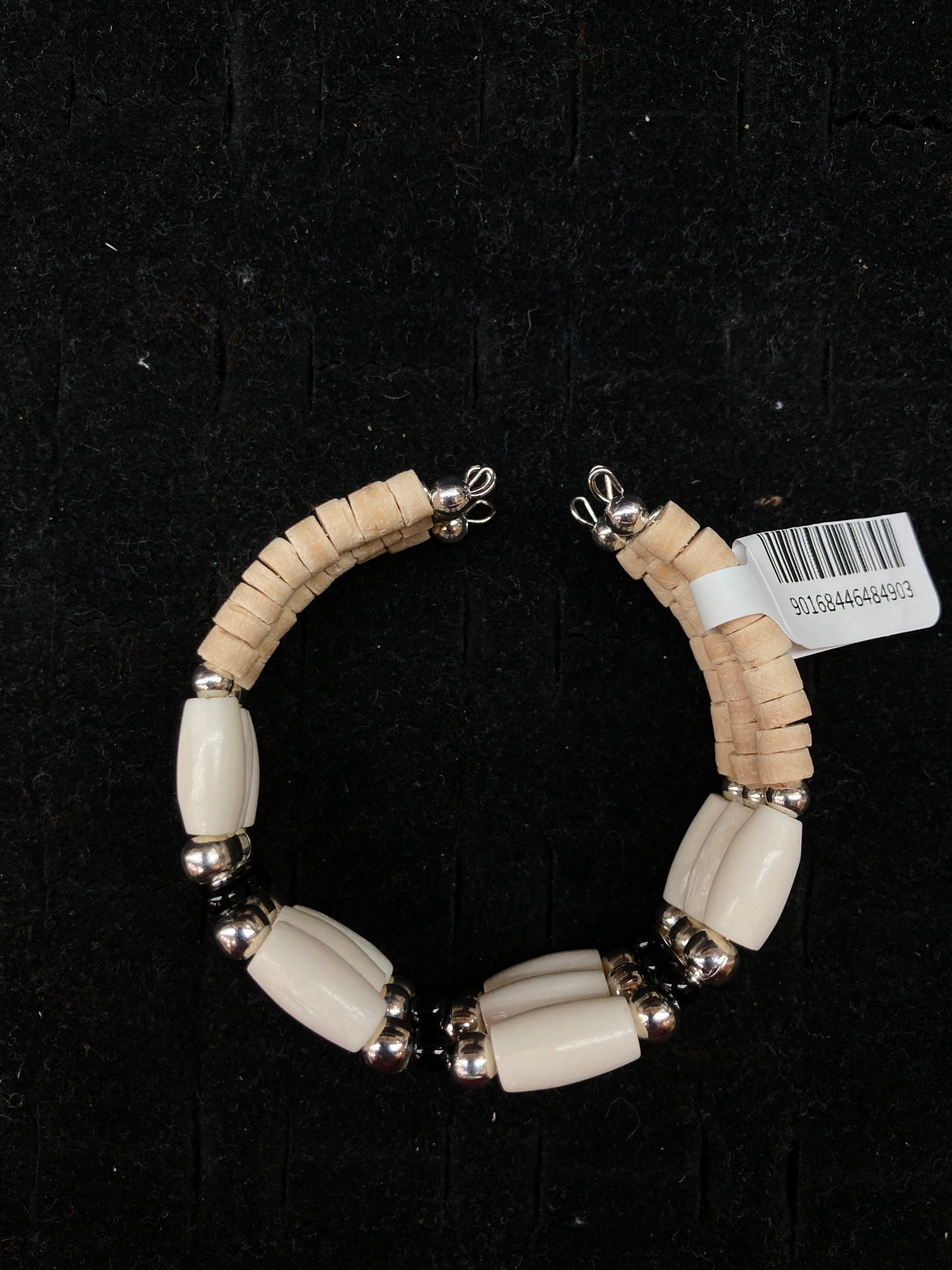 Black and White Beaded Wire Bracelet