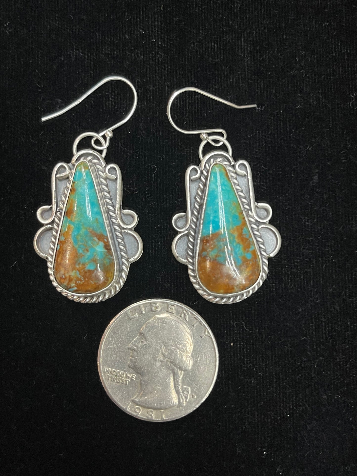 Thunderbird Teardrop Dangle Earrings by Terrell Nez, Sr., Navajo