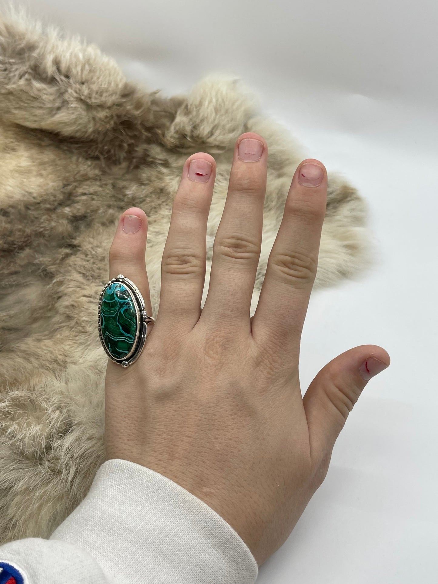 7.0 Malachite Chrysocolla Oval Ring