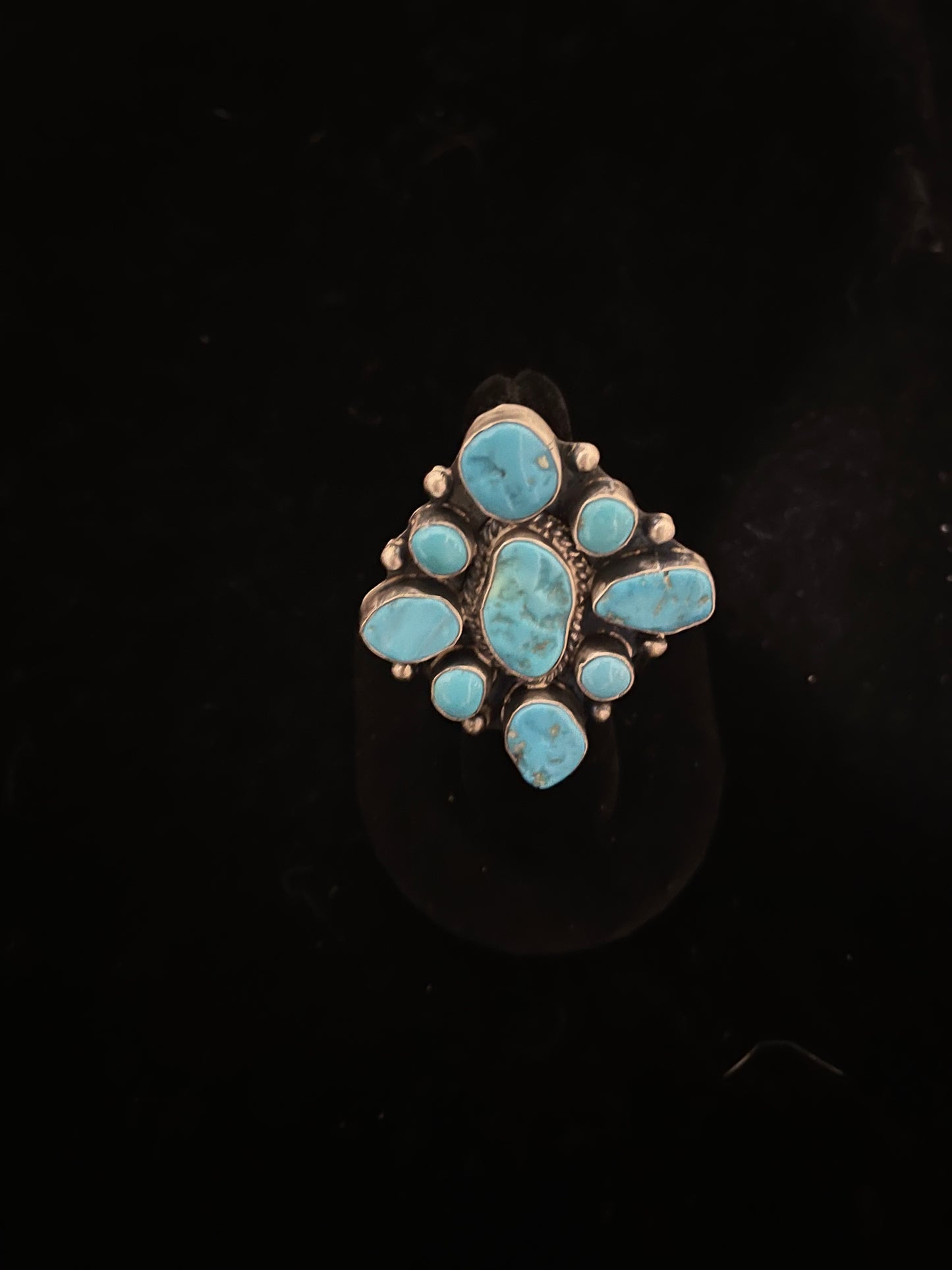 6.5 Turquoise Cluster Ring by Wilson Dawes, Navajo