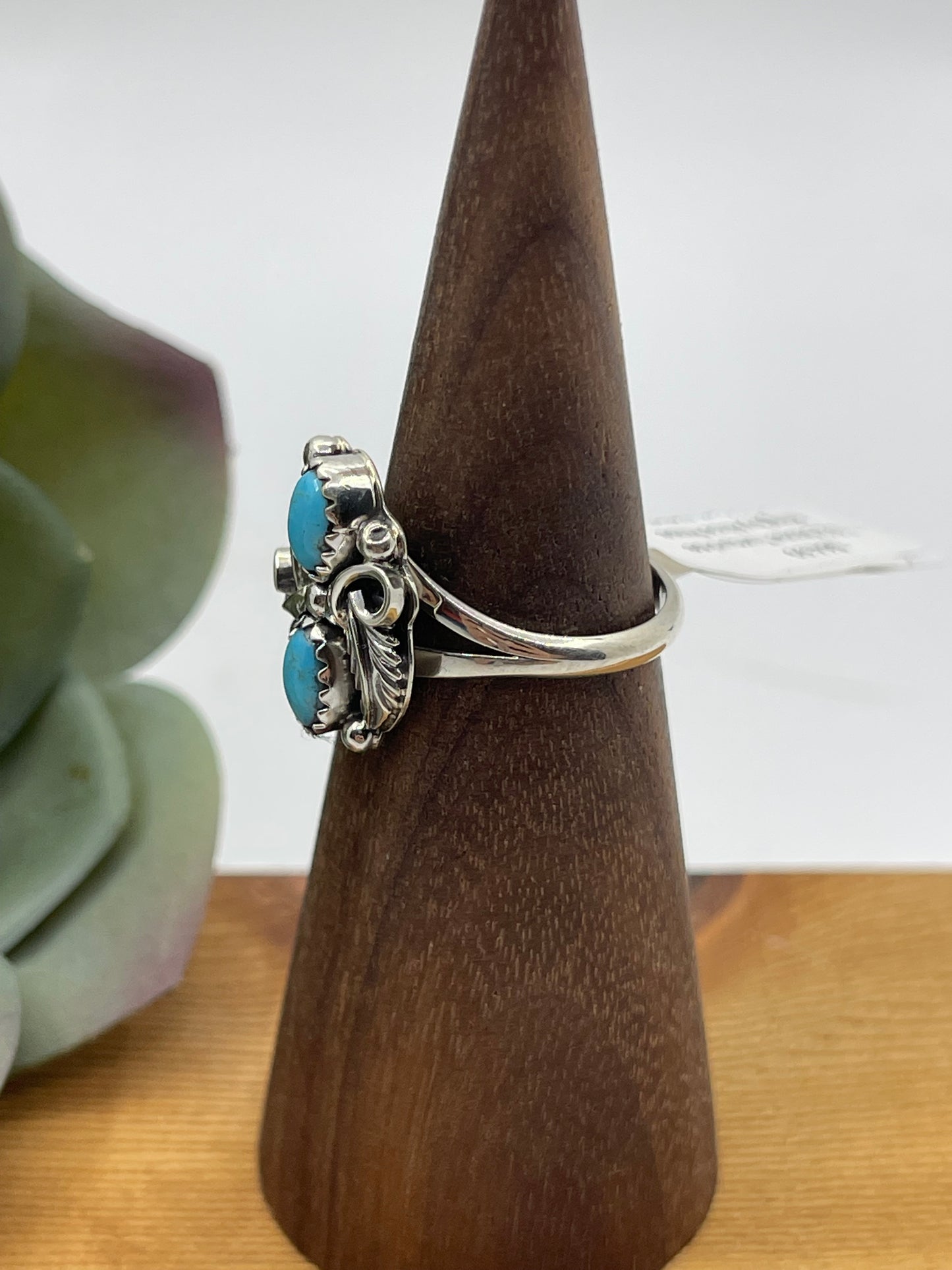 7.0 2 Stone Turquoise Ring by Alice Rose Sanders, Navajo