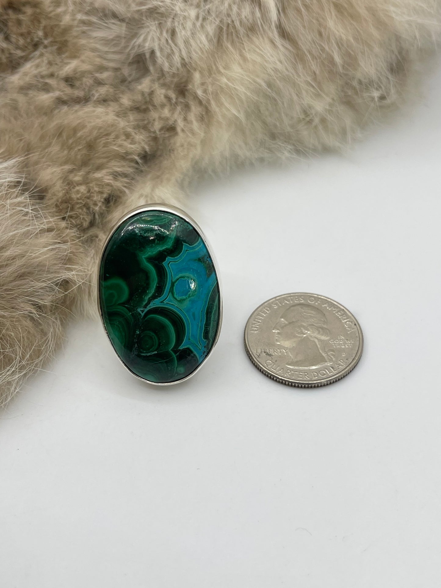 6.5 Chrysocolla Ring by Lawrence Willie, Navajo