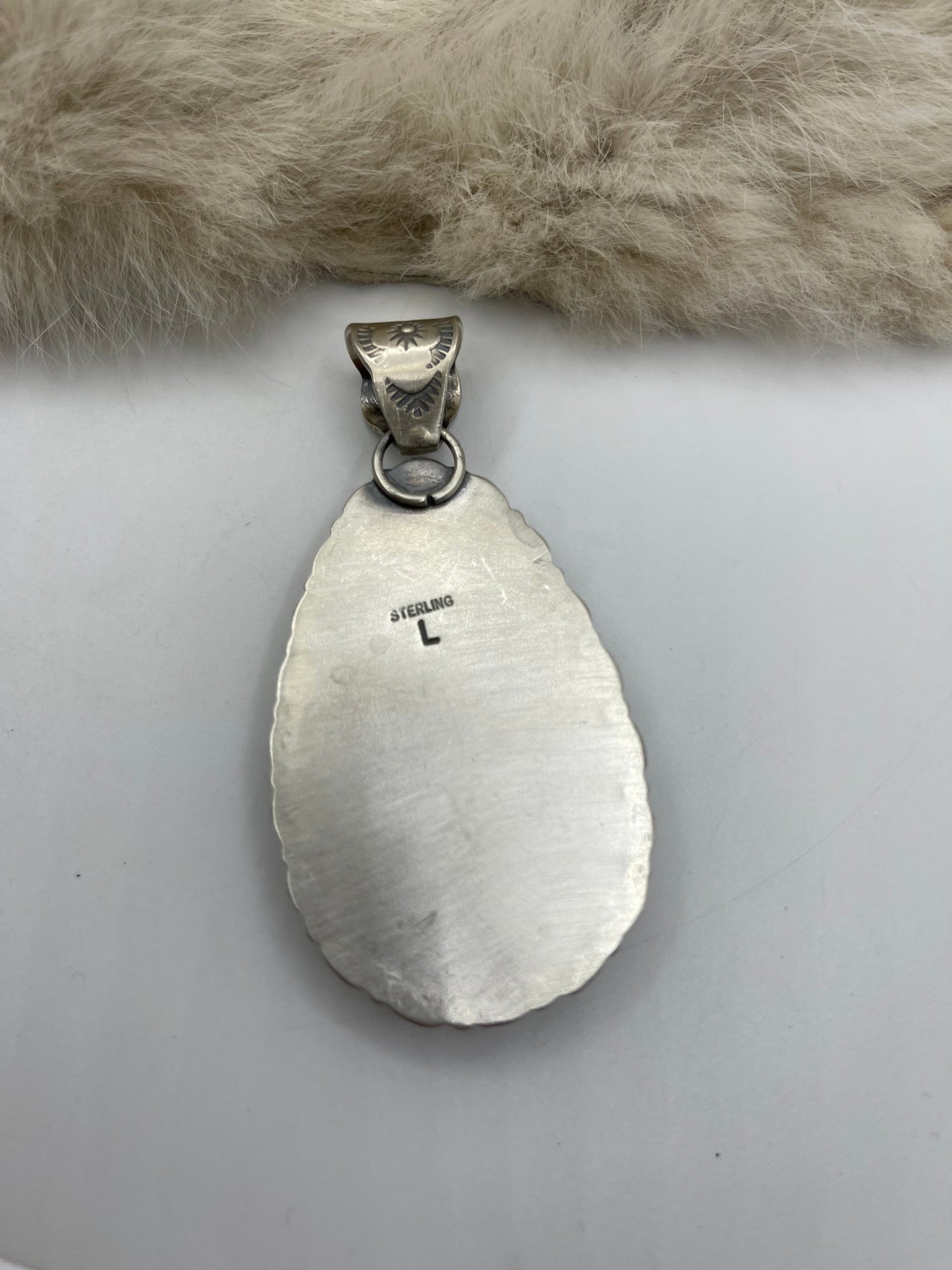 10mm Bail White Buffalo Teardrop Pendant by Jeff Largo, Navajo