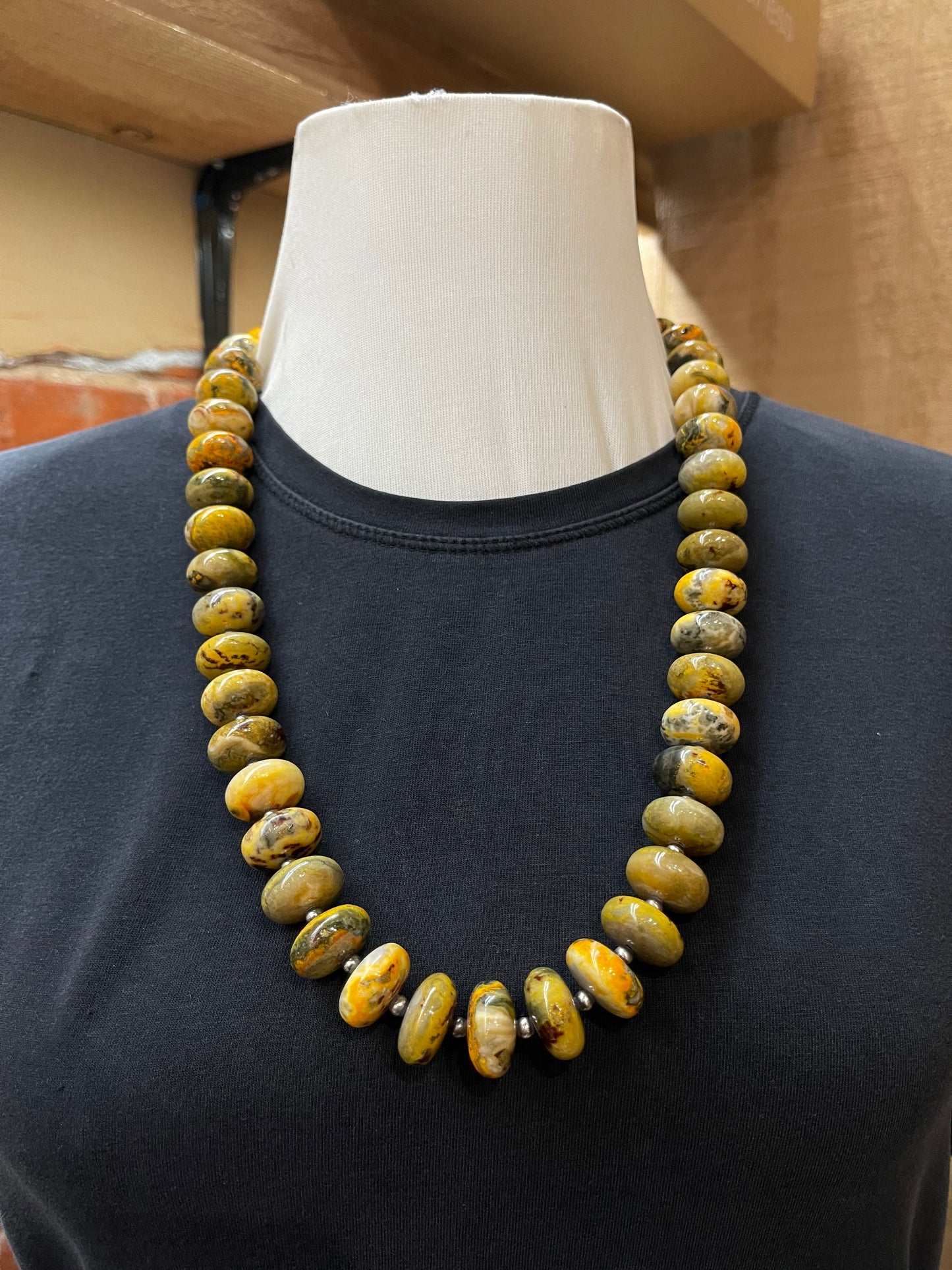 26" 18mm Bumblebee Jasper Necklace