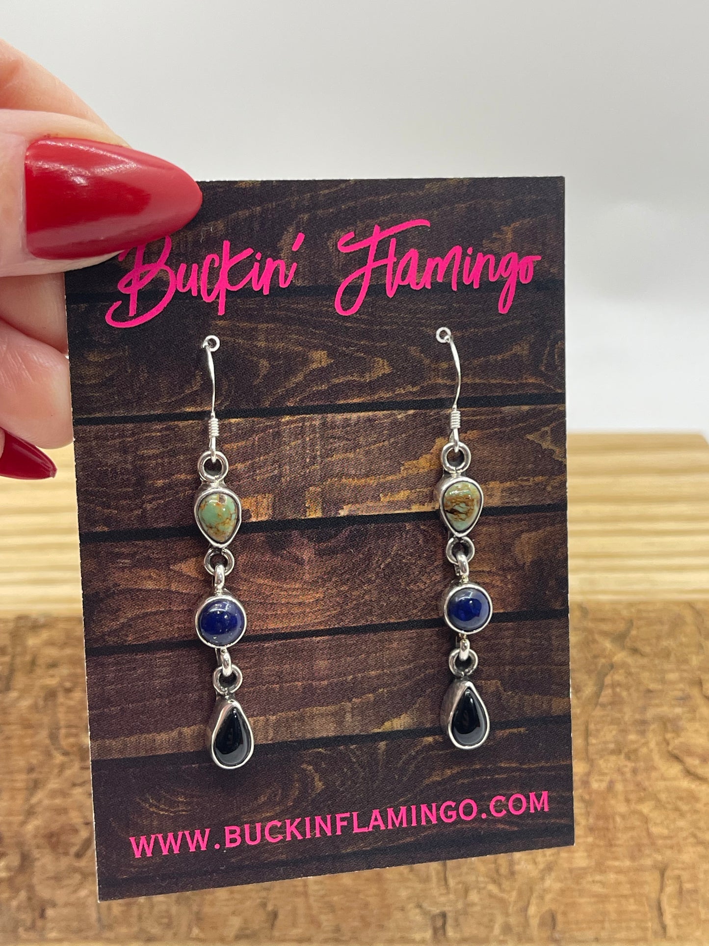 3 Stone Multi Stone Dangle Earrings