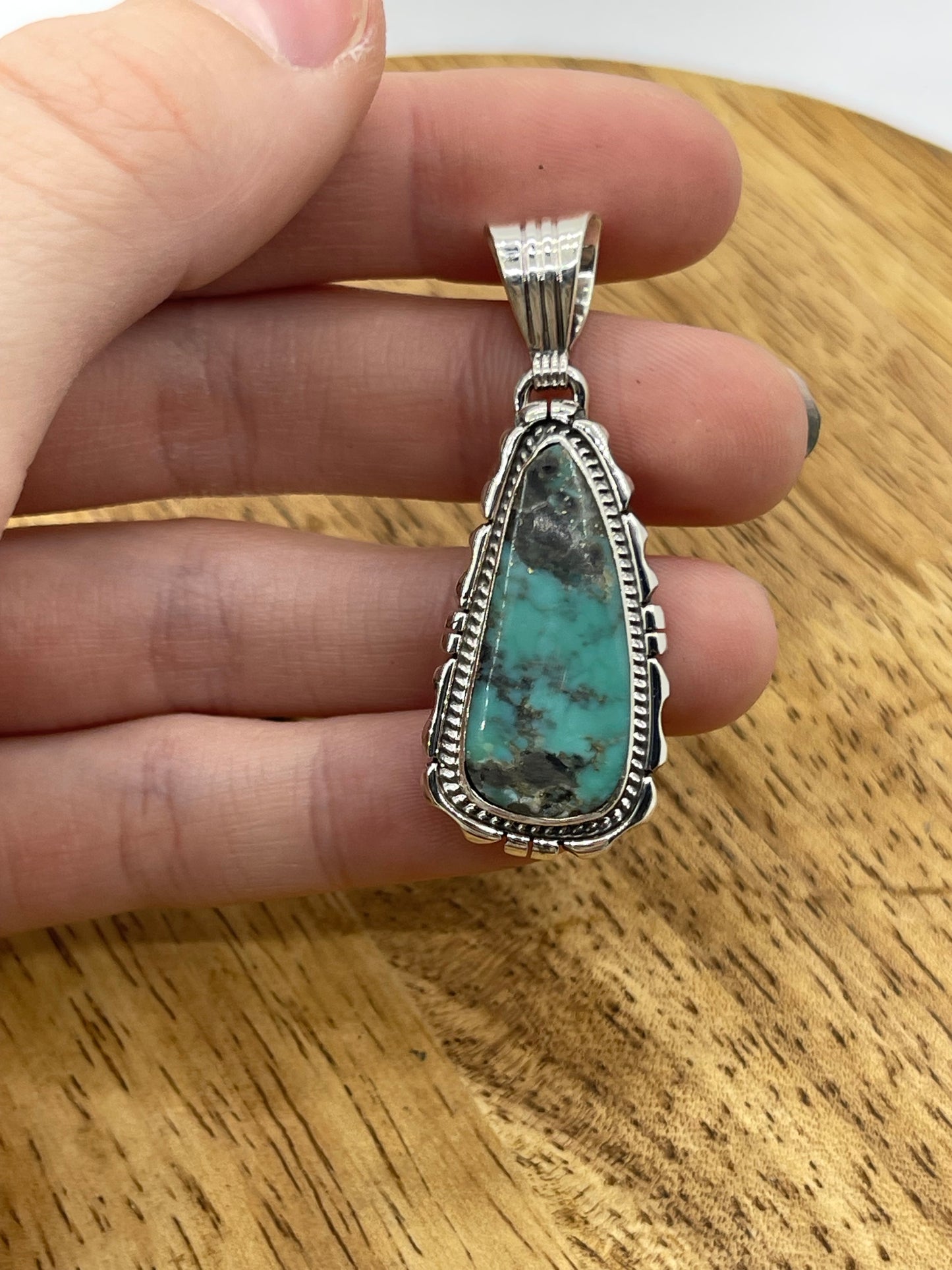 Turquoise with Pyrite Pendant with a 6.3mm Bale by Ted Etsitty, Navajo