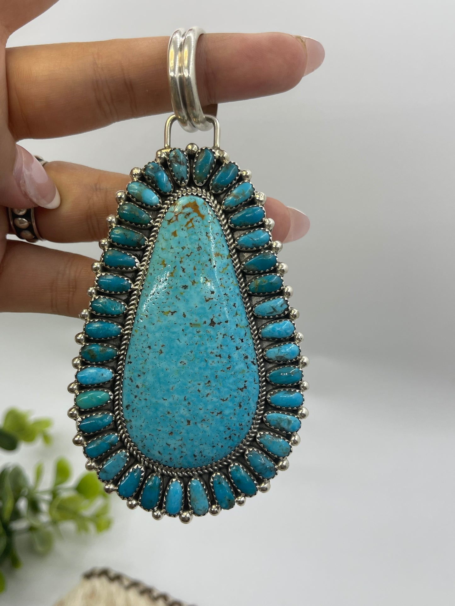 Kingman Turquoise Cluster Pendant by Juspert Wilson, Navajo