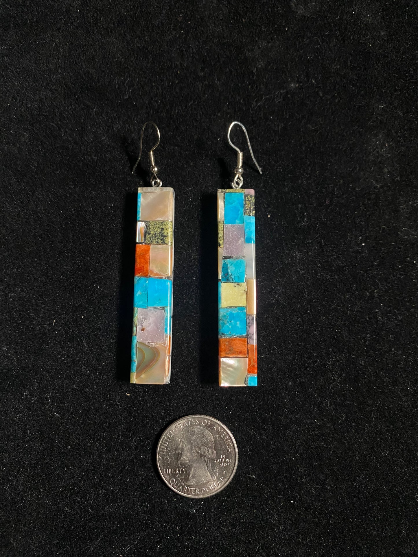 Paper Thin Lapidary Long Rectangle Dangle Earrings by Charles Bird