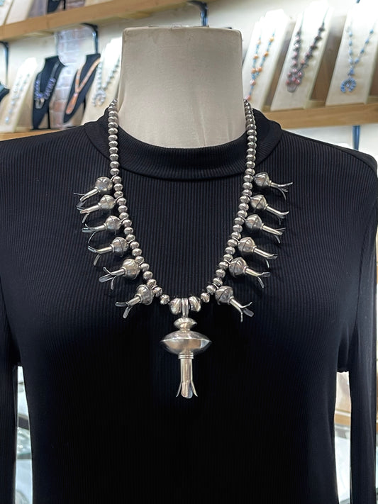 24" Handmade Blossom Necklace with Navajo Style Pearls