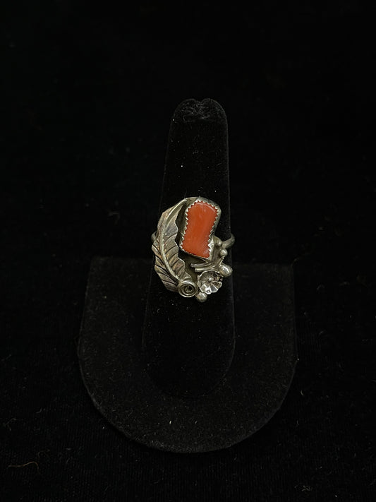 7.5 Vintage Red Coral Ring