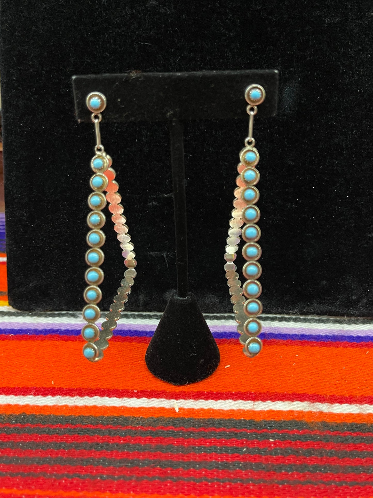 Sleeping Beauty Turquoise Triangle Dangle Earrings by Zuni