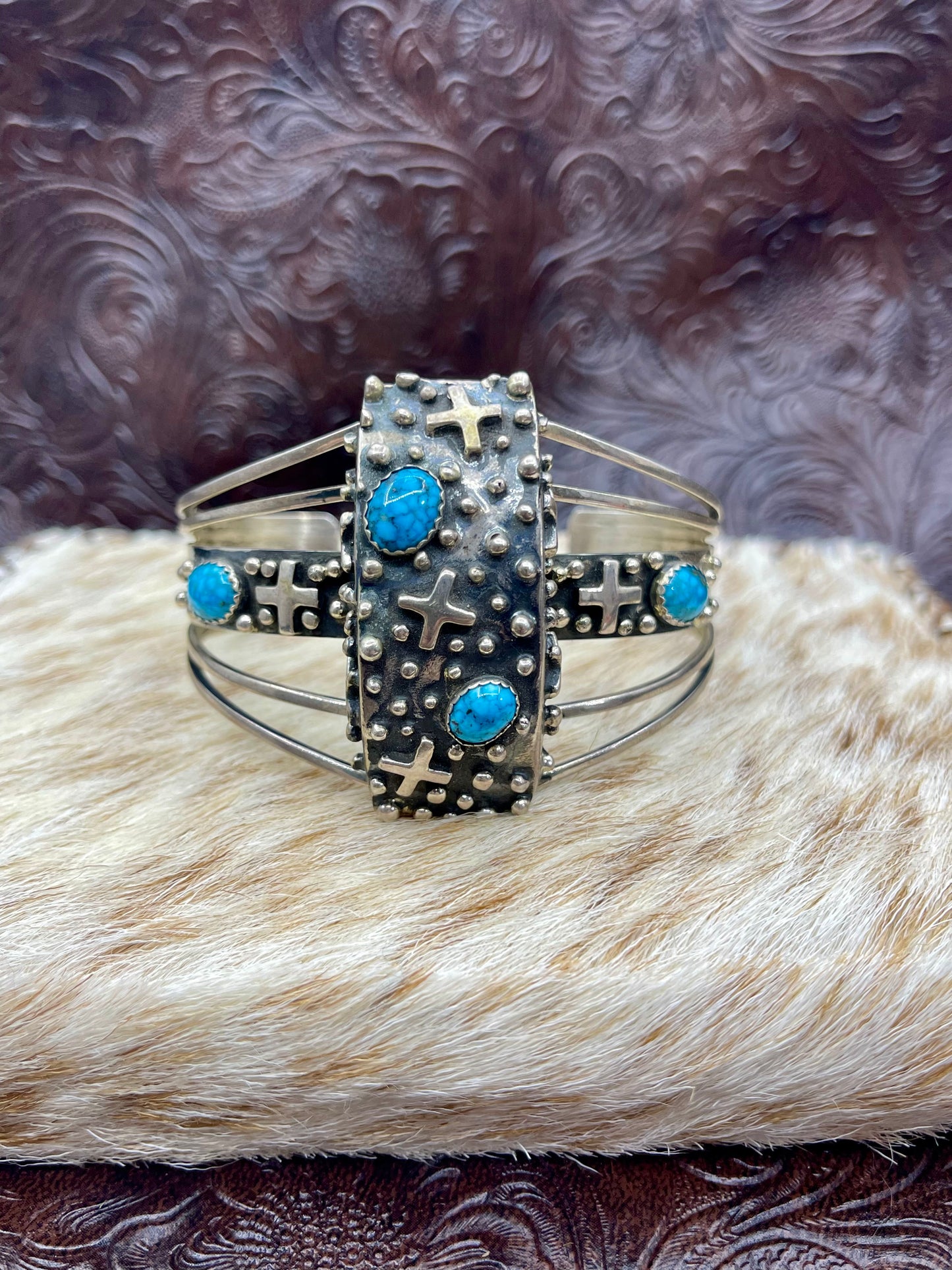 6.25" - 7.75" Cuff with Turquoise Stones
