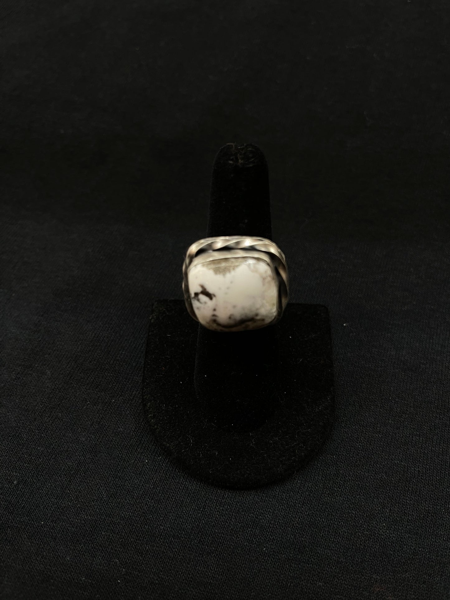 8.5 White Buffalo Square Ring, Navajo