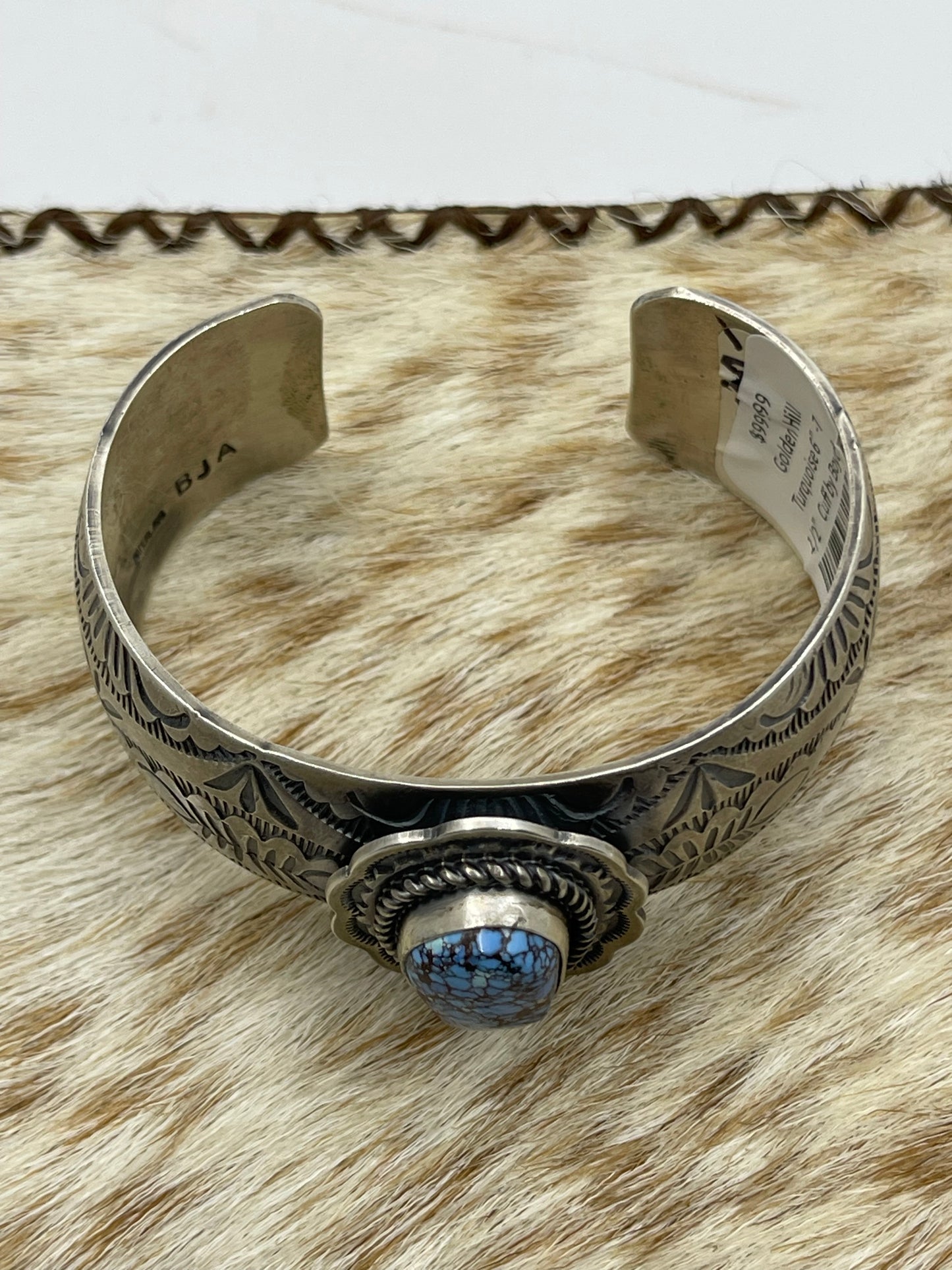 Golden Hill Turquoise 6”-7 1/2” Cuff by Boyd Ashley, Navajo