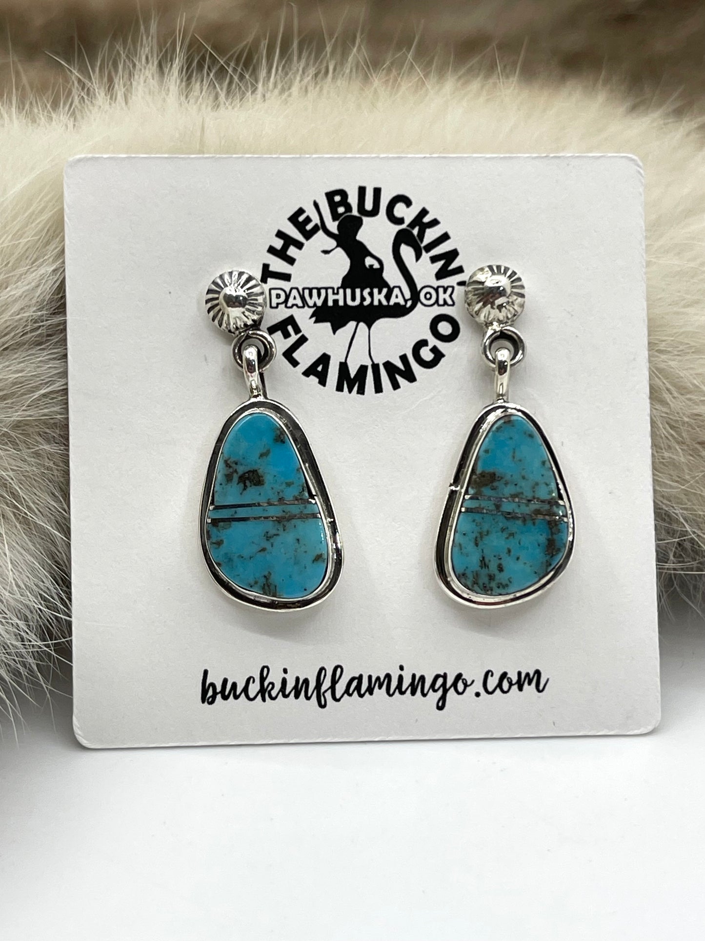 Turquoise Earrings by James Manygoats, Navajo